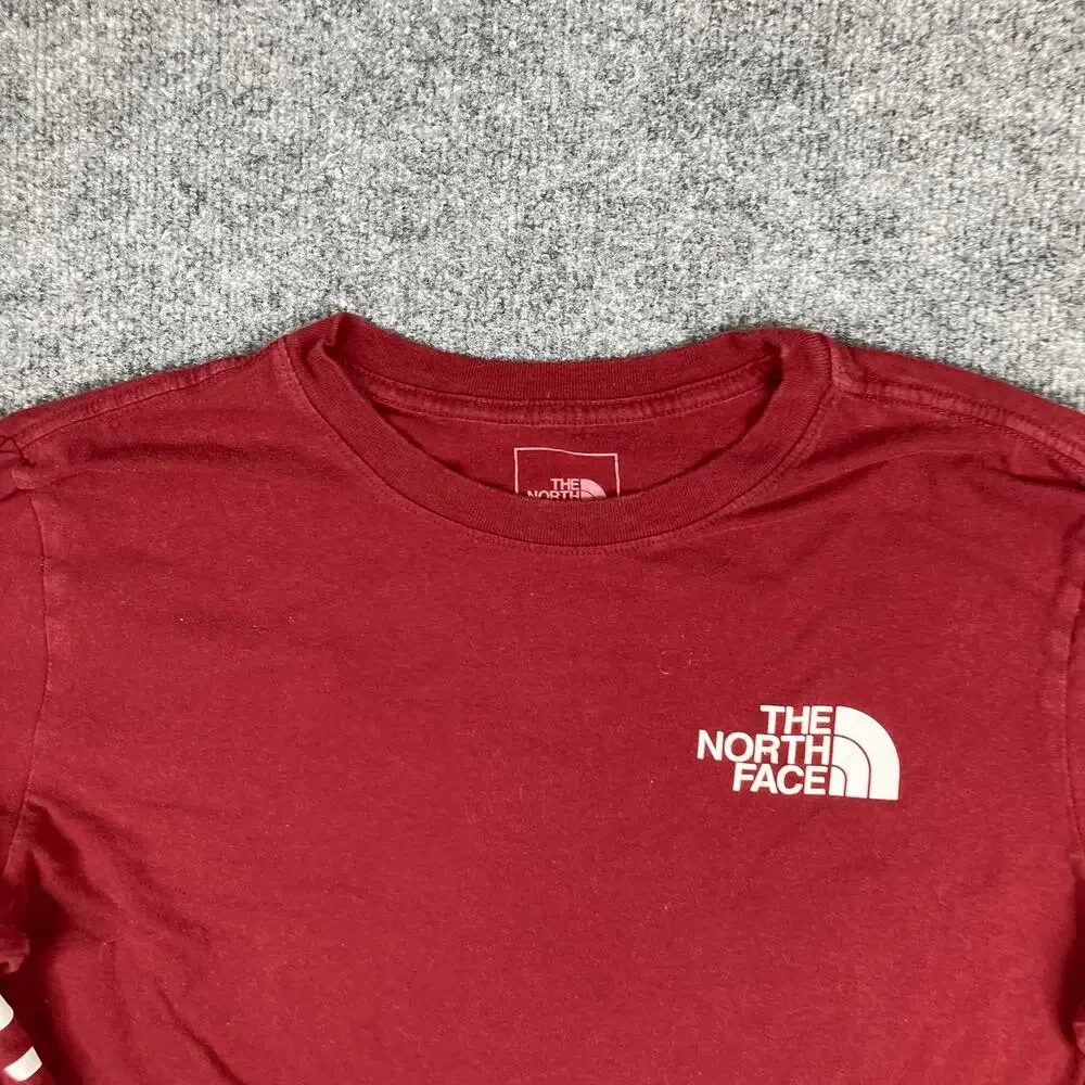 The North Face T‎ Shirt Mens S Red Long Sleeve Logo Graphic Casual